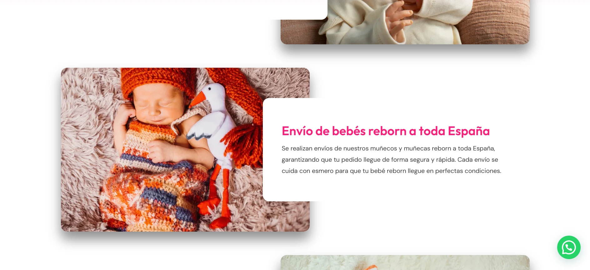 Sección de envíos de bebés reborn artesanales